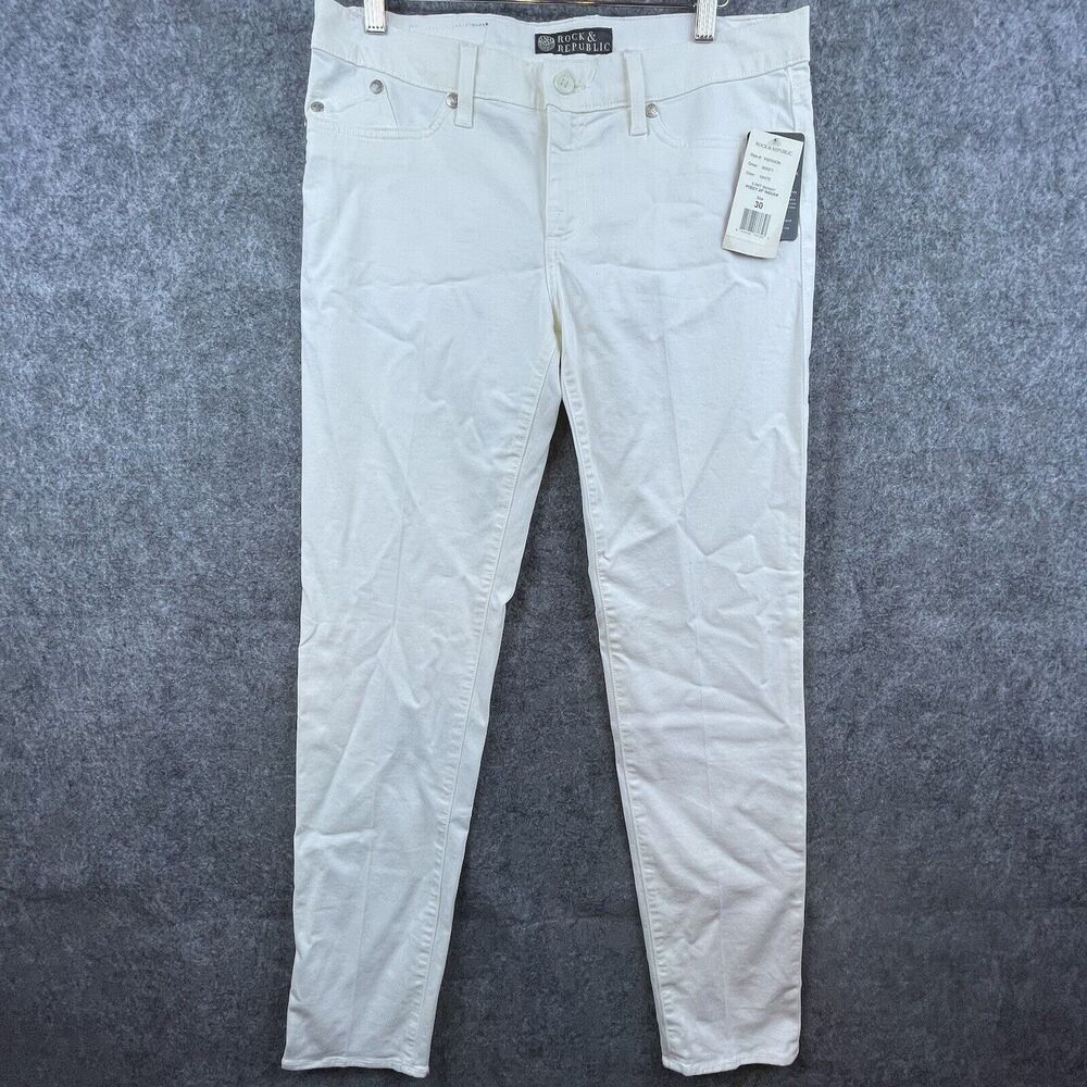 Rock & Republic Jeans Womens 30 White‎ 5 Pocket Skinny Posey